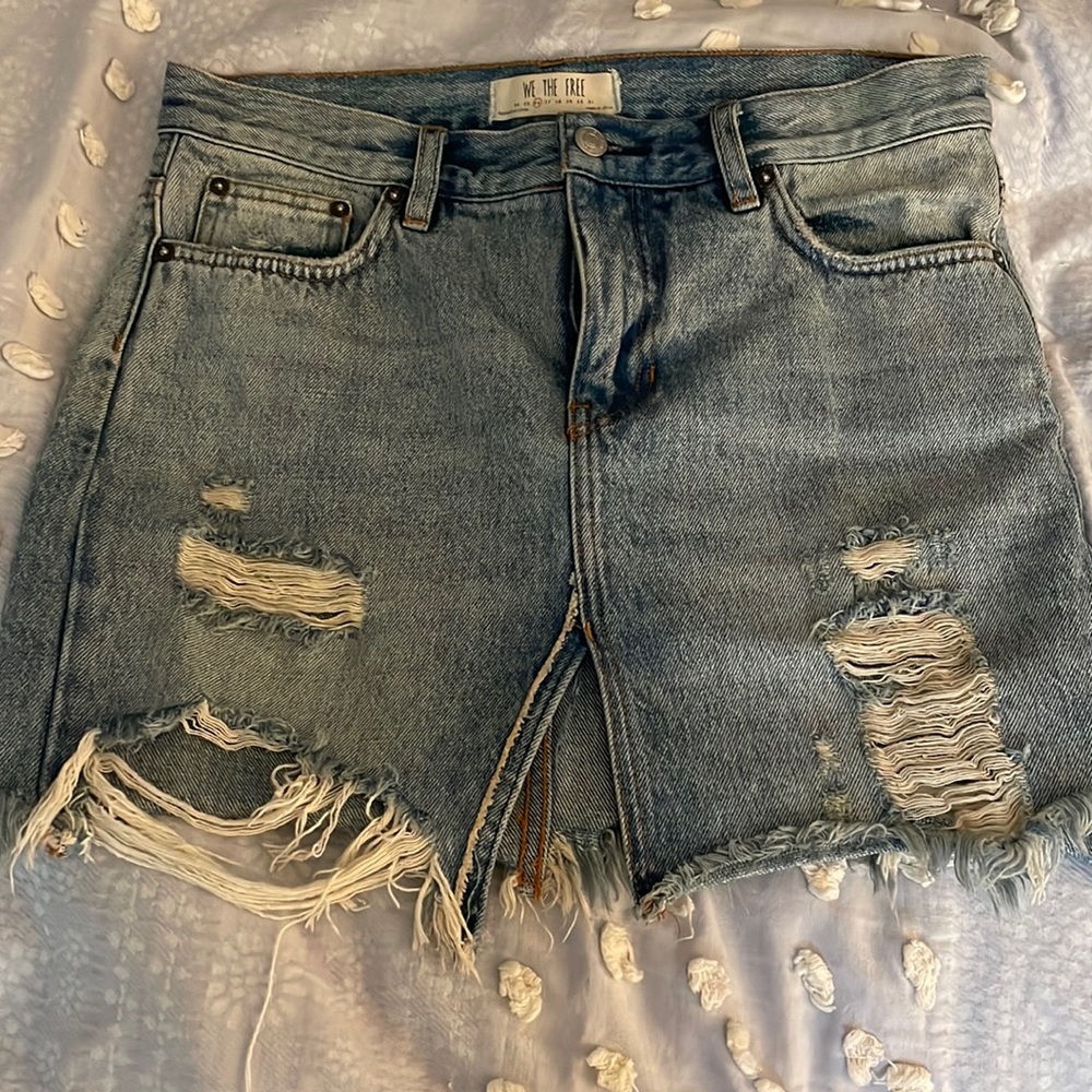 We The Free Distressed Denim Skirt